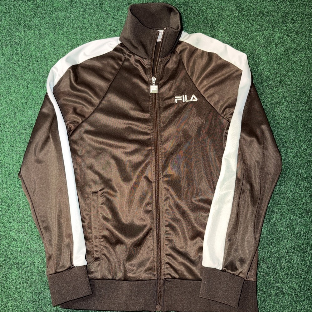 Vintage Fila Full Zip Brown White Jacket Size XS Y2K Style